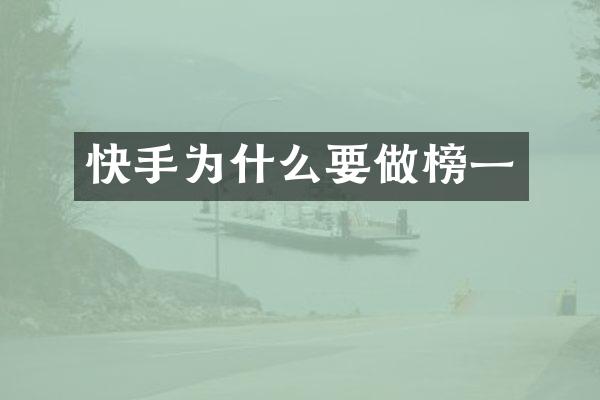 快手为什么要做榜一