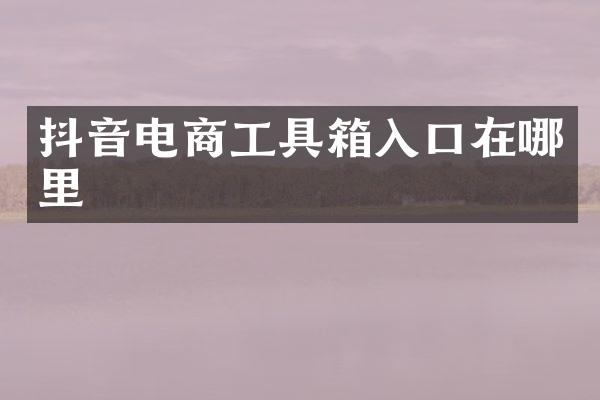 抖音电商工具箱入口在哪里
