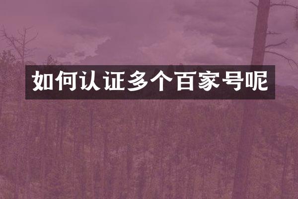 如何认证多个百家号呢