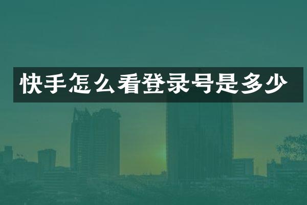 快手怎么看登录号是多少