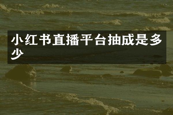 小红书直播平台抽成是多少