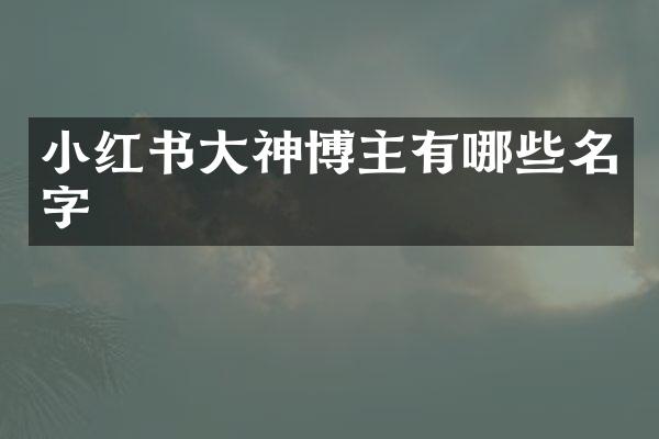 小红书大神博主有哪些名字
