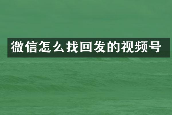 微信怎么找回发的视频号