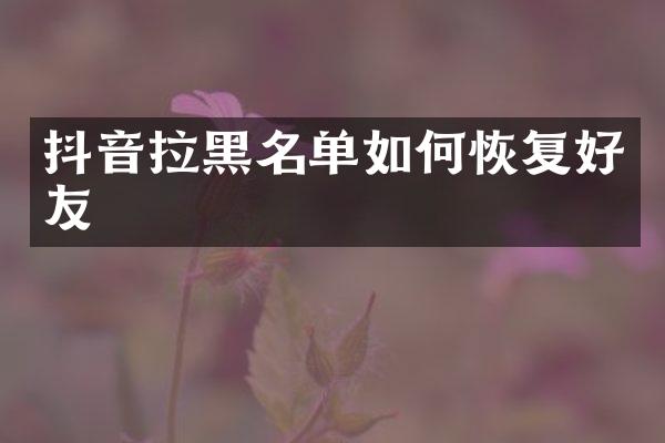 抖音拉黑名单如何恢复好友
