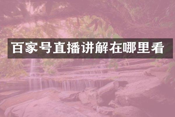 百家号直播讲解在哪里看