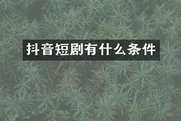 抖音短剧有什么条件