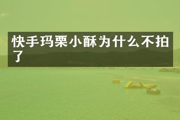 快手玛栗小酥为什么不拍了