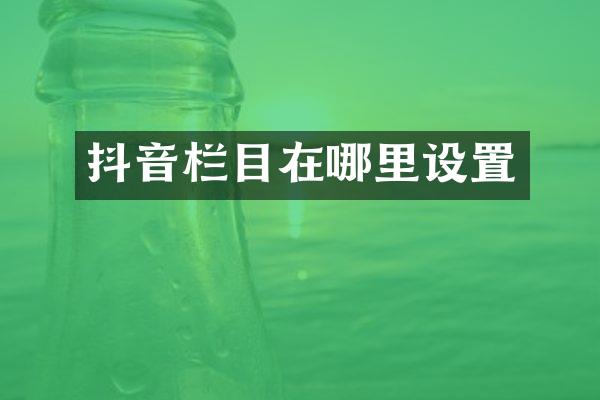 抖音栏目在哪里设置