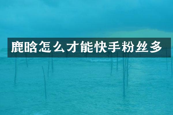 鹿晗怎么才能快手粉丝多