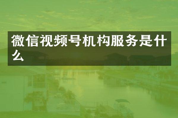 微信视频号机构服务是什么