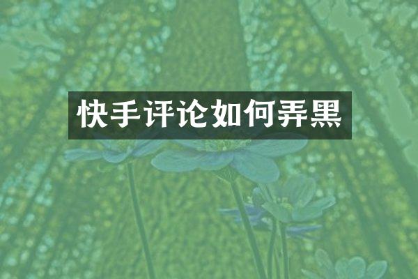 快手评论如何弄黑