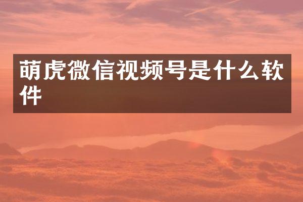 萌虎微信视频号是什么软件