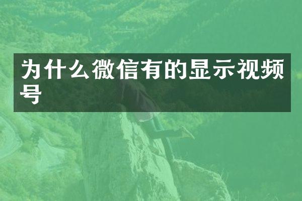 为什么微信有的显示视频号