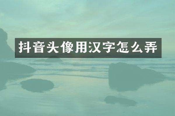 抖音头像用汉字怎么弄