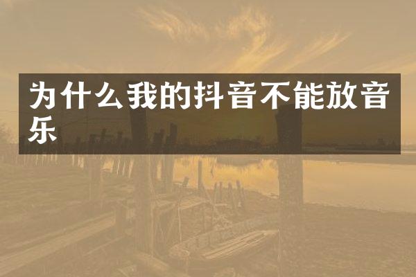为什么我的抖音不能放音乐