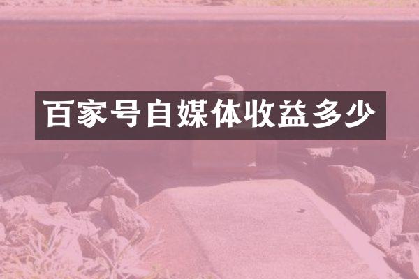 百家号自媒体收益多少