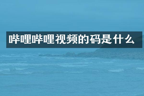 哔哩哔哩视频的码是什么