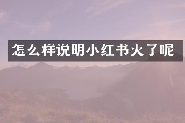 怎么样说明小红书火了呢