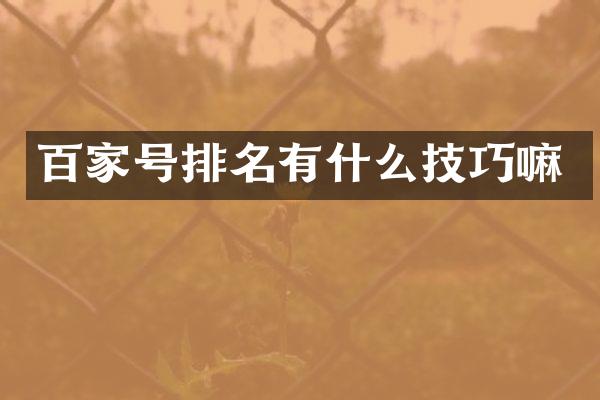 百家号排名有什么技巧嘛
