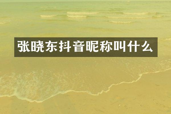 张晓东抖音昵称叫什么