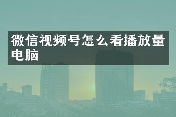 微信视频号怎么看播放量电脑