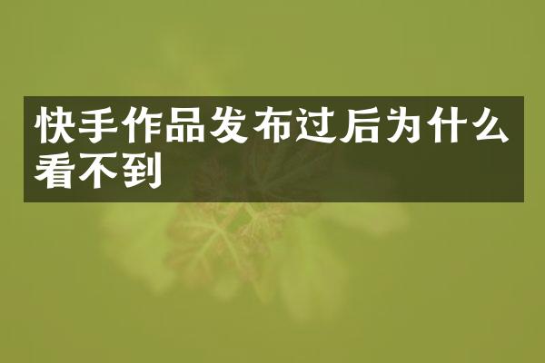 快手作品发布过后为什么看不到