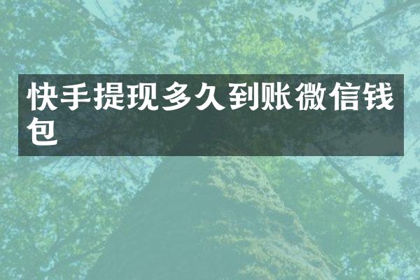 快手提现多久到账微信钱包