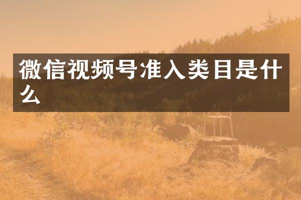 微信视频号准入类目是什么