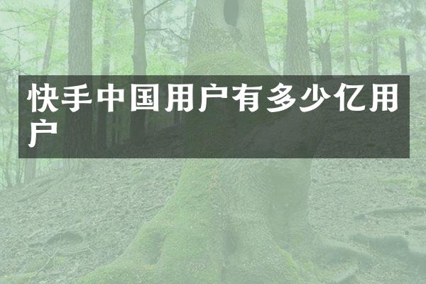 快手中国用户有多少亿用户