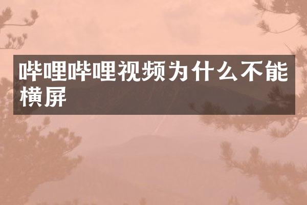 哔哩哔哩视频为什么不能横屏