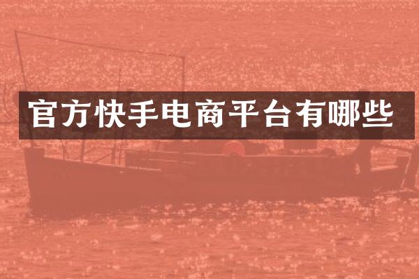 官方快手电商平台有哪些