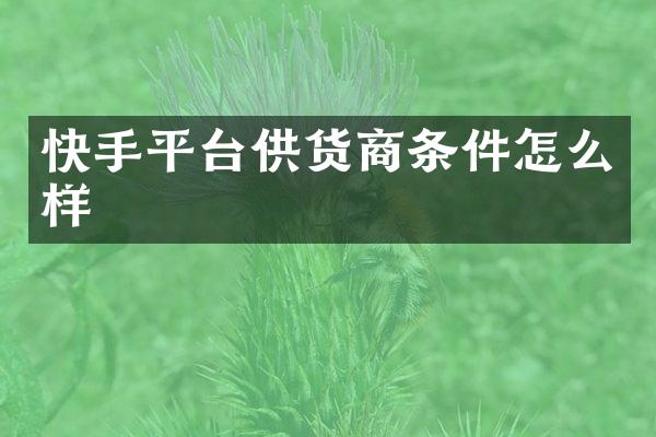 快手平台供货商条件怎么样