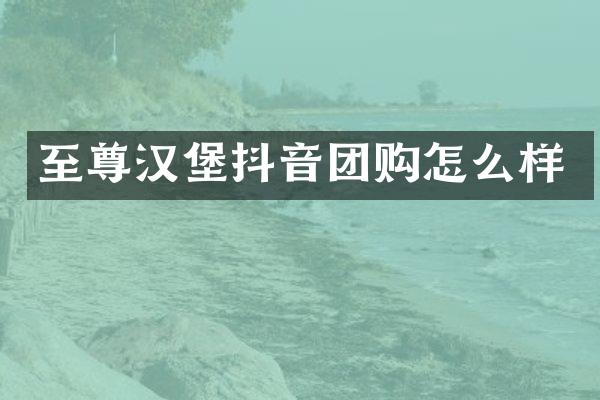 至尊汉堡抖音团购怎么样