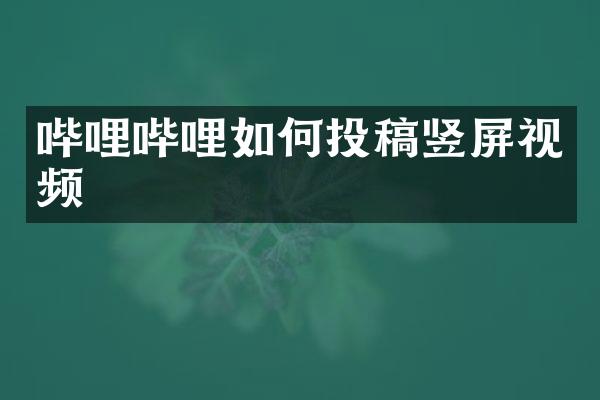 哔哩哔哩如何投稿竖屏视频