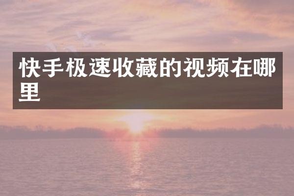 快手极速收藏的视频在哪里