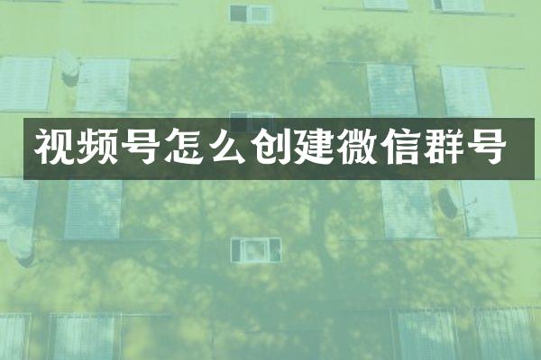 视频号怎么创建微信群号