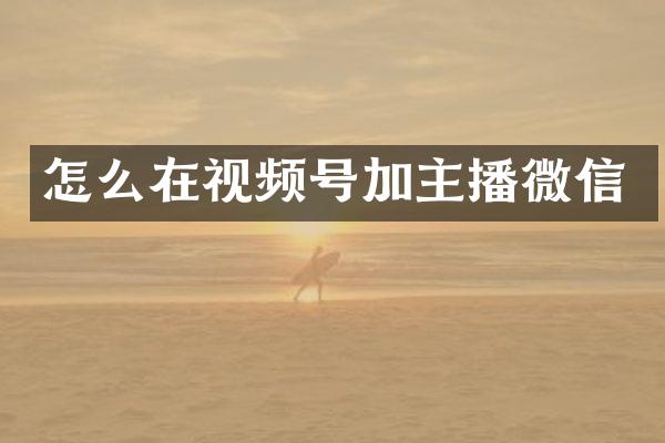 怎么在视频号加主播微信