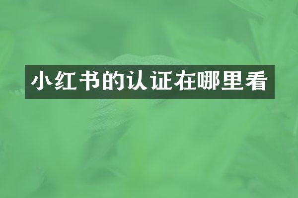 小红书的认证在哪里看