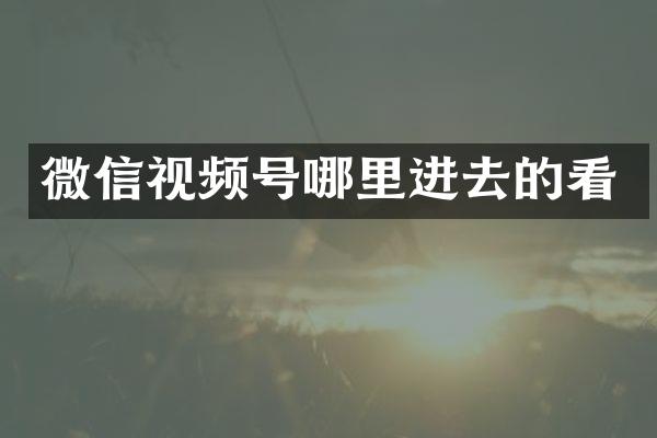 微信视频号哪里进去的看
