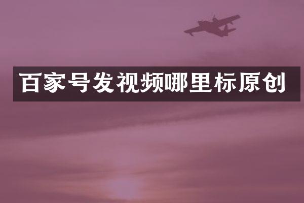 百家号发视频哪里标原创