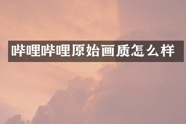 哔哩哔哩原始画质怎么样