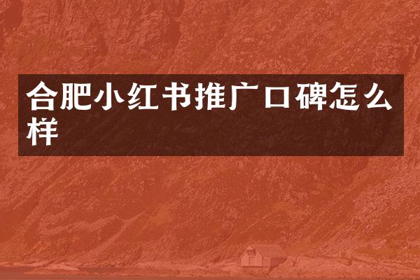 合肥小红书推广口碑怎么样