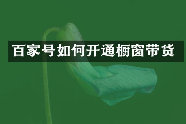 百家号如何开通橱窗带货