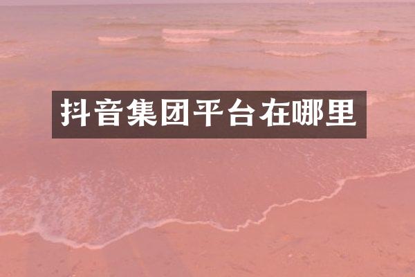 抖音集团平台在哪里