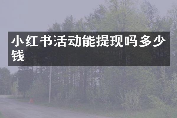 小红书活动能提现吗多少钱