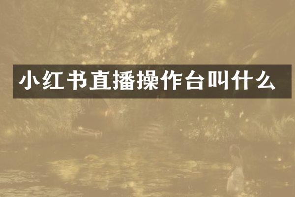 小红书直播操作台叫什么