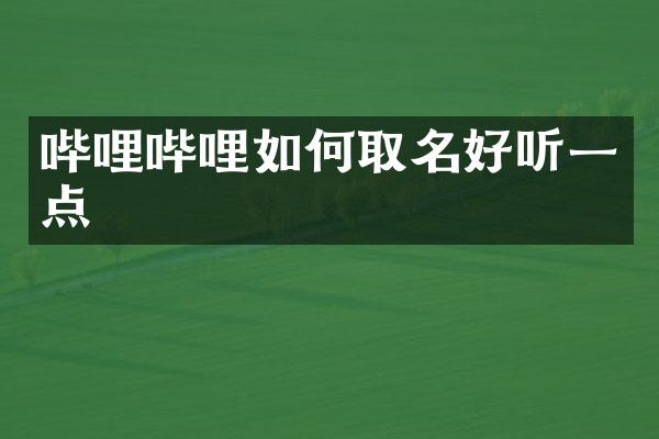 哔哩哔哩如何取名好听一点