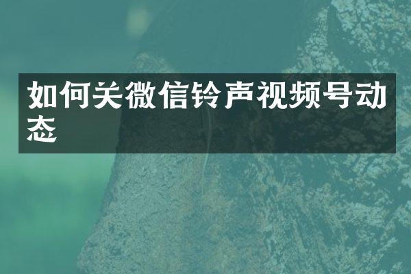 如何关微信铃声视频号动态