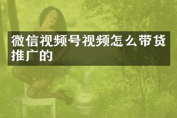 微信视频号视频怎么带货推广的
