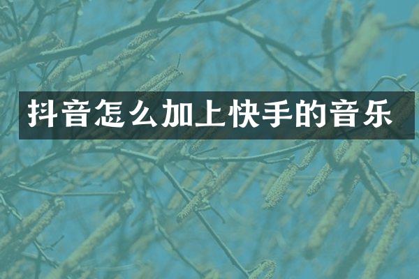 抖音怎么加上快手的音乐